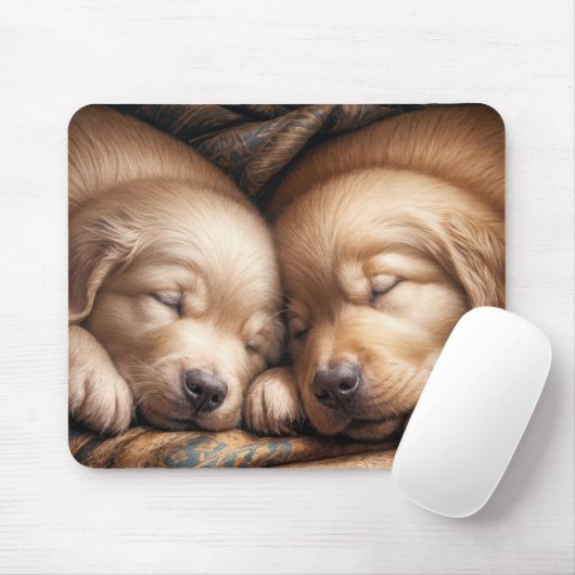 Golden Retriever Puppies in een rustige slaap Muismat (Met muis)