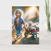 Golden Retriever Puppies in Wagon