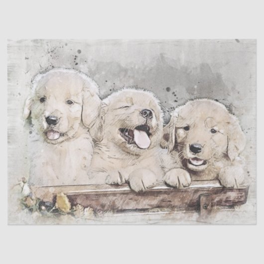 Golden Retriever Puppies Tissuepapier (Voorkant)