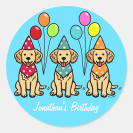 Golden Retriever Puppies Verjaardag Stickers
