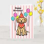 Golden Retriever Puppy Birthday Kaart (Gele Bloem)