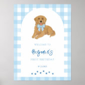 Golden Retriever Puppy Birthday Party Welcome Poster (Voorkant)