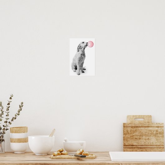 Golden Retriever Puppy Bubble Nursery Child Poster (Keuken)