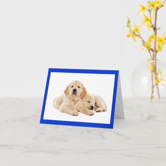 Golden Retriever Puppy Dog Blank Note Kaart (Gele Bloem)