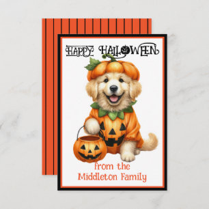 Golden Retriever Puppy Dog Happy Halloween Notitiekaartje