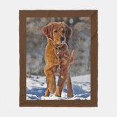 Golden Retriever Puppy Dog in sneeuw Fleece Deken (Voorkant)