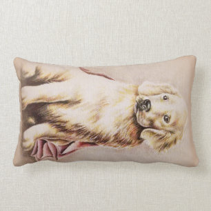 Golden Retriever Puppy dog pet portret tekening Kussen
