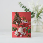 Golden Retriever Puppy en Kerstmis Feestdagenkaart (Staand voorkant)