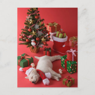 Golden Retriever Puppy en Kerstmis Feestdagenkaart