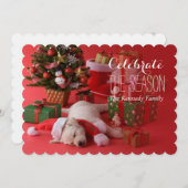 Golden Retriever Puppy en Kerstmis Kaart (Voorkant / Achterkant)