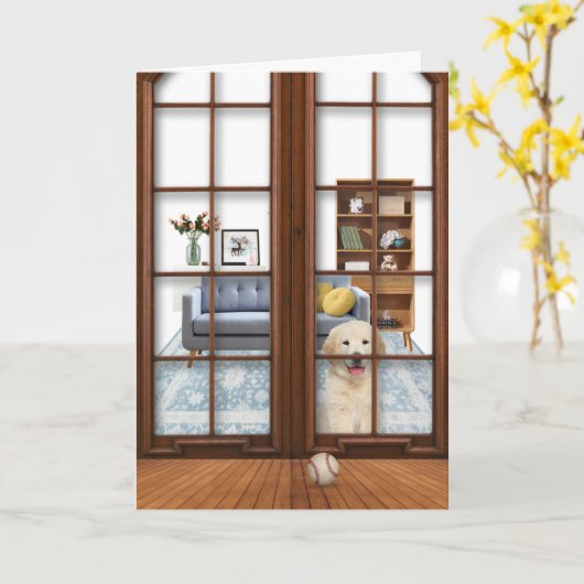 Golden Retriever Puppy Get Well Card Kaart (Gele Bloem)