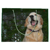 Golden Retriever Puppy in Bubbles Groot Cadeauzakje (Achterkant)