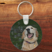 Golden Retriever Puppy in Bubbles Sleutelhanger (Voorkant)