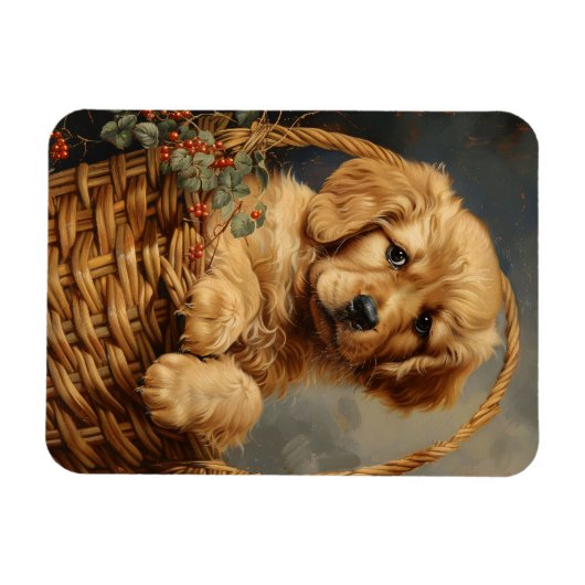 Golden Retriever Puppy in een flexibele mand Magneet (Horizontaal)