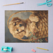 Golden Retriever Puppy in een mand Decoupage Tissuepapier (Craft)