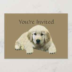 Golden Retriever Puppy Invitation Kaart