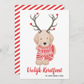 Golden Retriever Puppy Kerst Trui Gewei Feestdagenkaart (Voorkant / Achterkant)