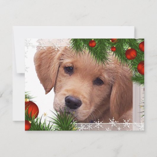 Golden Retriever Puppy Kerstmis Feestdagenkaart (Voorkant)