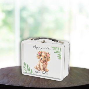 Golden Retriever Puppy met bloemen Aangepaste naam