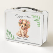 Golden Retriever Puppy met bloemen Aangepaste naam (Voorkant)