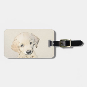 Golden Retriever Puppy Painting - Originele Dog Ar Bagagelabel
