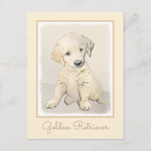 Golden Retriever Puppy Painting - Originele Dog Ar Briefkaart