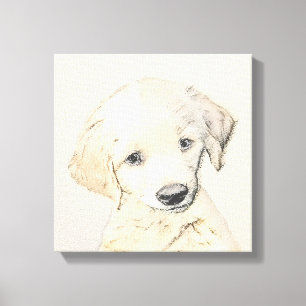 Golden Retriever Puppy Painting - Originele Dog Ar Canvas Afdruk