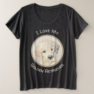 Golden Retriever Puppy Painting - Originele Dog Ar Grote Maat T-shirt