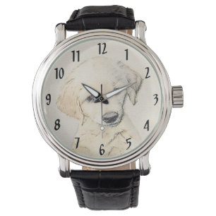 Golden Retriever Puppy Painting - Originele Dog Ar Horloge
