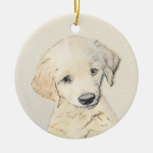 Golden Retriever Puppy Painting - Originele Dog Ar Keramisch Ornament