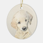 Golden Retriever Puppy Painting - Originele Dog Ar Keramisch Ornament (Links)