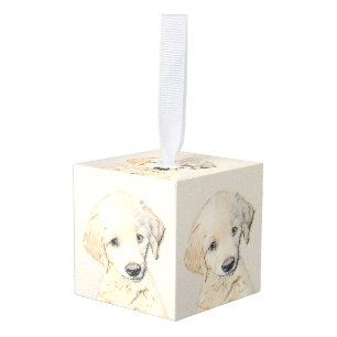 Golden Retriever Puppy Painting - Originele Dog Ar Kubus Ornament
