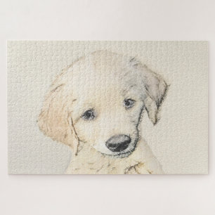 Golden Retriever Puppy Painting - Originele Dog Ar Legpuzzel