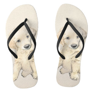 Golden Retriever Puppy Painting - Originele Dog Ar Teenslippers