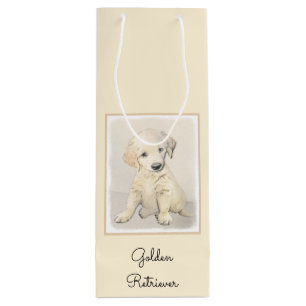 Golden Retriever Puppy Painting - Originele Dog Ar Wijn Cadeautas