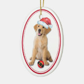 Golden Retriever Puppy Santa Bulb Kerstmis Keramisch Ornament (Links)