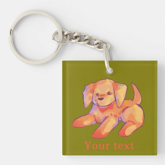 Golden retriever, puppy  sleutelhanger (voorkant)