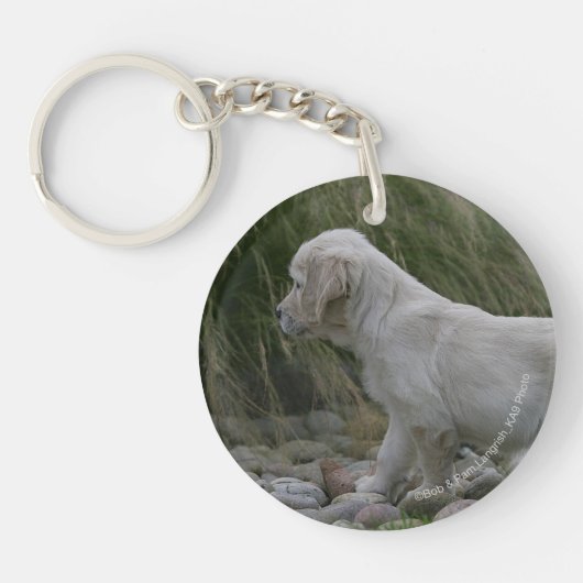 Golden Retriever Puppy Standing Sleutelhanger (Voorkant)