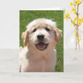 Golden Retriever Puppy Vaderdag Kaart (Gele Bloem)