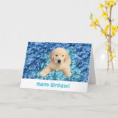 Golden Retriever Puppy Verjaardag Kaart (Gele Bloem)