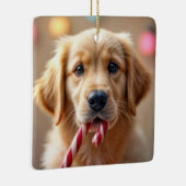 Golden Retriever Puppy With a Candy Cane Keramisch Ornament (Rechts)