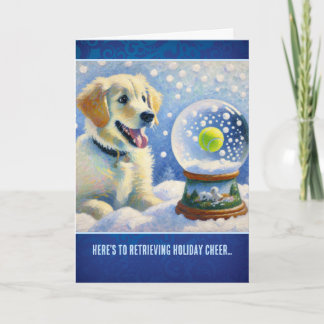 Golden Retriever Puppy With Tennis Ball Snow Globe Kaart