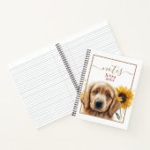 Golden Retriever Puppy Zonnebloem gepersonaliseerd Notitieboek (Binnen)