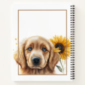 Golden Retriever Puppy Zonnebloem gepersonaliseerd Notitieboek (Achterkant)