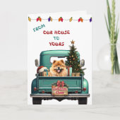 Golden Retriever Retro Boerderij Truck Kerst Kaart (Voorkant)