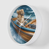 Golden Retriever Rijden met een houten boot (Hoek)