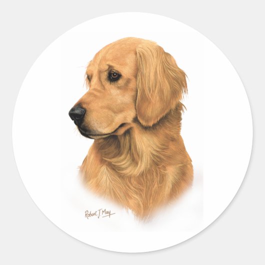 Golden Retriever Ronde Sticker (Voorkant)