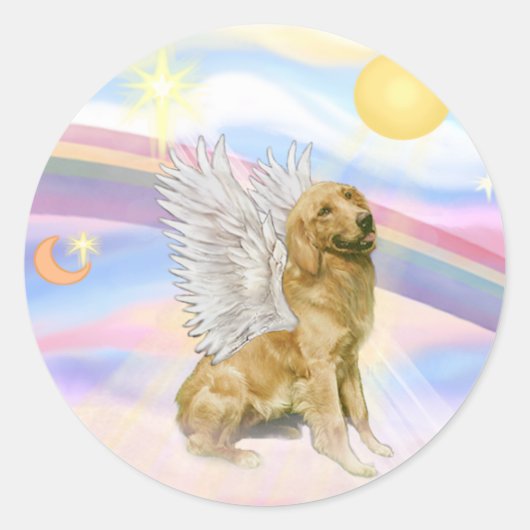 Golden Retriever Ronde Sticker (Voorkant)