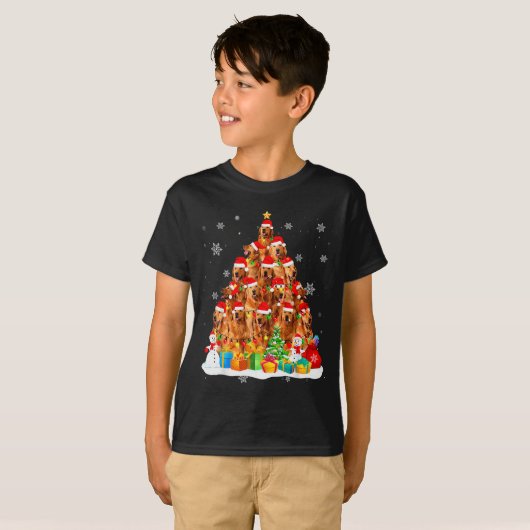 Golden Retriever Santa Christmas Tree Lights Dog X T-shirt (Voorkant volledig)