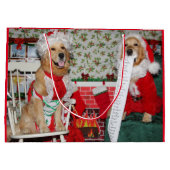 Golden Retriever Santa en Mrs Claus Large Cadeauzakje (Achterkant)